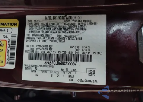 2013 Ford Fusion Hybrid Se из США, поврежденный, VIN 3FA6P0LU6DR255557